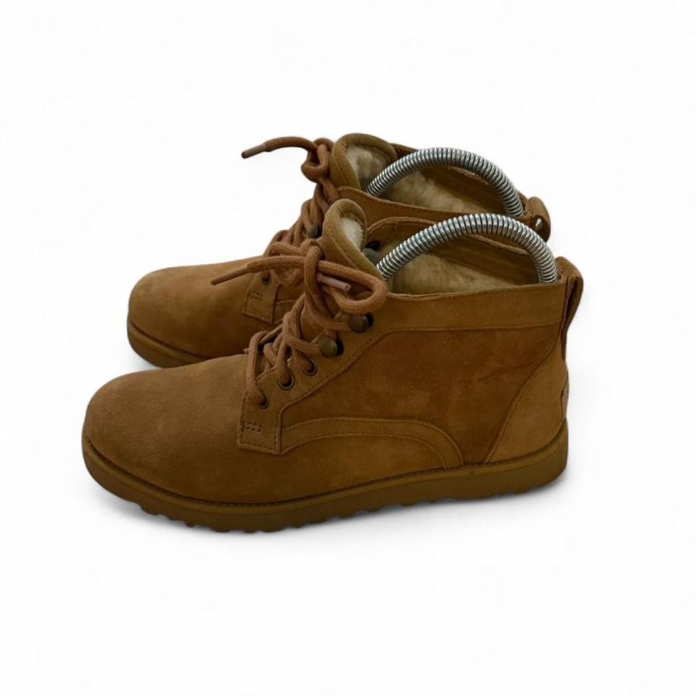 UGG Bethany Chestnut Suede Lace Up Ankle Boots Womens‎ Size 7 Shearling Lined